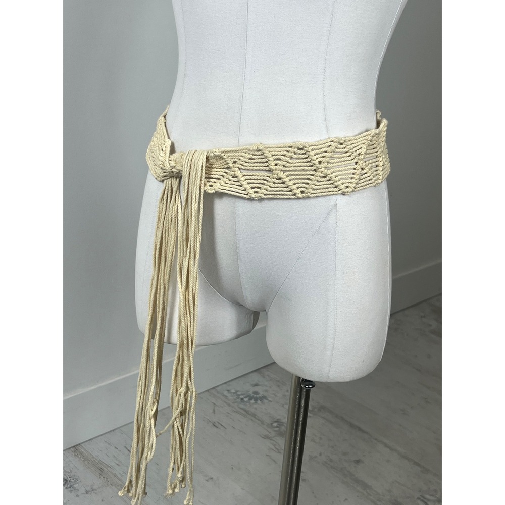 Boho Cream Woven Rope Fringe Belt